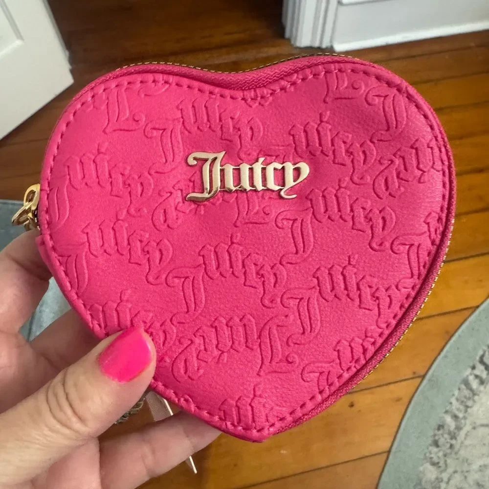 NWT *Juicy Couture* Monogram Fuchsia Heart Coin Pouch